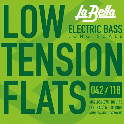 La Bella LTF-5A Flatwound 5-String Bass Strings - Low Tension 42-118 on Sale