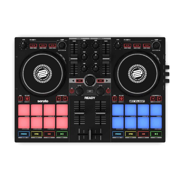 Reloop READY 2-Channel DJ Controller w  USB Audio Interface, 8 Performance Pads, and Serato DJ Lite Software Hot on Sale