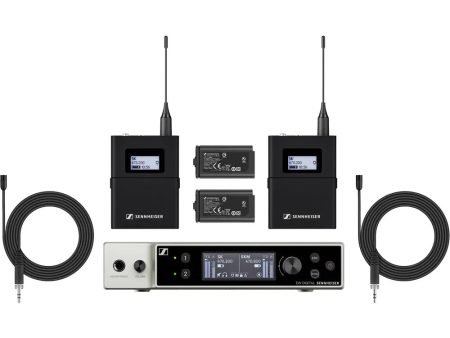 Sennheiser EW-DX MKE 2 Dual-Channel Digital Wireless System w Two Omni Lavalier Mics (Q1-9: 470 to 550 MHz) For Sale