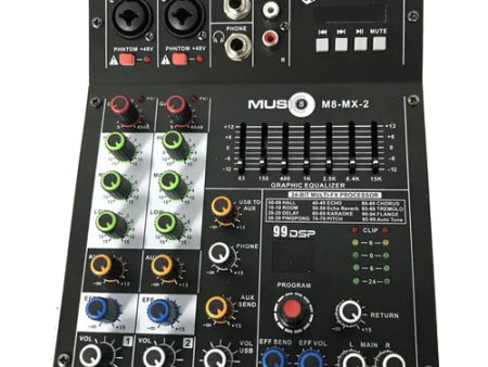 Music8 M8-MX2 USB 5-Channel Mixing Console  Interface Mixer With EQ and DSP For Sale