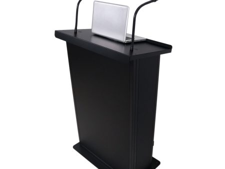 ProX X-MAESTROMEDIABL Maestro Multi-Media Lectern Podium For LED Flatscreen TVs up to 32  with 2 Gooseneck Mic Stands (Black) Fashion