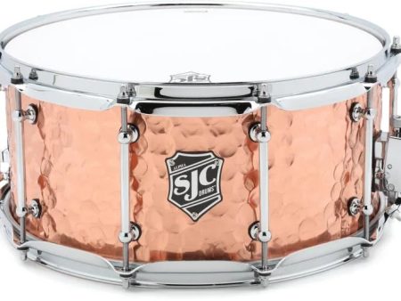 SJC Drums ALPHA-COPPER Snare Drum (Polished Hammered Copper) - 14  x 6.5  Discount