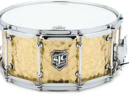 SJC Drums ALPHA-BRASS Snare Drum (Polished Hammered Brass) - 6.5  x 14  For Cheap