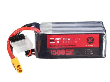 BT 22.2V 1500mAh 95C 6S Lipo Battery XT60 Plug for RC Racing Drone For Sale